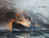Заикин А.Ю. «Огненный» рейс теплохода «Старый Большевик». 1942 год. Фрагмент. Холст, темпера, акрил. 2010. Фоторепродукция Татьяны Шепелевой