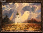 Николай Ростовцев. Летняя гроза. Храм Покрова на Нерли. 2016. Холст, масло. Фоторепродукция Татьяны Шепелевой