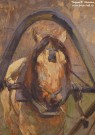 Франц Рубо. Ломовая лошадь. Фрагмент. 1909 г. Картон, гуашь. Фоторепродукция Татьяны Шепелевой
