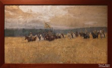 Франц Рубо. На маневрах. 1910 г. Бумага, картон, акварель, гуашь. Фоторепродукция Татьяны Шепелевой