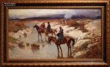 Франц Рубо. Переправа через горную реку. 1890-е гг. Холст, масло. Фоторепродукция Татьяны Шепелевой