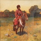 Франц Рубо. Всадник. 1905 г. Бумага, акварель, гуашь, карандаш графитный. Фоторепродукция Татьяны Шепелевой