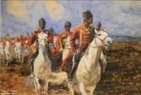 Франц Рубо. Кавалеристы. 1910 г. Бумага, акварель, гуашь. Фоторепродукция Татьяны Шепелевой