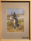 Франц Рубо. Всадник с лошадью. 1887 г. Картон, гуашь. Фоторепродукция Татьяны Шепелевой