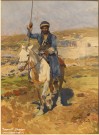 Франц Рубо. Всадник с лошадью. 1887 г. Картон, гуашь. Фоторепродукция Татьяны Шепелевой