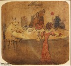 Франц Рубо. Собаки. 1908. Картон, акварель. Фоторепродукция Татьяны Шепелевой