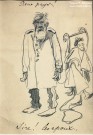 Франц Рубо. Doux pays. Sire! Les epoux (Милая страна. Сир! Супруги...). 1900-е. Бумага, карандаш графитный, тушь. Фоторепродукция Татьяны Шепелевой