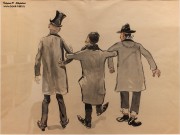 Франц Рубо. Три мужские фигуры (со спины). 1900-е. Бумага, акварель. Фоторепродукция Татьяны Шепелевой