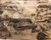 Франц Рубо. Эскиз к панораме «Бородинская битва». Фрагмент. Около 1910-1911 гг. Бумага, карандаш графитный, соус черный, соус белый, лак. Фоторепродукция Татьяны Шепелевой