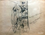 Франц Рубо. Выход через министерский подъезд. 1900-е. Бумага, картон, карандаш графитный, тушь. Фоторепродукция Татьяны Шепелевой