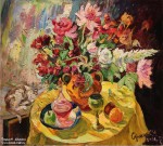 Сергей Сорокин. Кошка Дуся в натюрморте сладко спит. 2025. Холст, масло