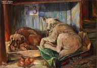 Сергей Сорокин. Псы Сормовского рынка. 2022. Холст, масло