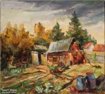 Сергей Сорокин. Теплая осень и баня по-черному. 2023. Холст, масло