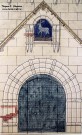 Ф.О. Шехтель. Проект НГЗМ. 1914. Фрагмент фасада по Верхневолжской набережной. Реконструкция. Герб и дверь