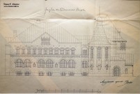 Ф.О. Шехтель. Проект НГЗМ. 1914. Фасад по Больничной улице. Бумага, тушь