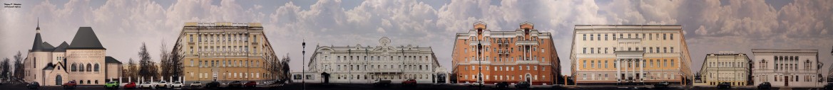 Панорама Верхневолжской набережной с включением здания Нижегородского губернского земского музея. 2024 год