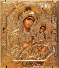 Богоматерь Тихвинская. XIX в. Дерево, паволока, левкас, темпера, металл [оклад]