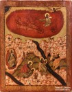 Огненное восхождение Пророка Илии. XVIII в. Дерево, паволока, левкас, темпера