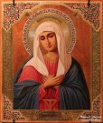 Богоматерь «Умиление» Серафимо-Дивеевская. XIX в. Дерево, масло, золото, чеканка по левкасу