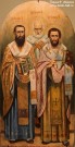 Святители Василий Великий, Григорий Богослов, Иоанн Златоуст. XIX в. Дерево, масло