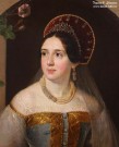 Тропинин В.А. (1780-1857). Портрет купчихи Екатерины Ивановны Карзинкиной в русском наряде. Фрагмент. 1840-1850. Холст, масло