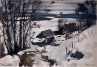 Алексей Мясников. Ветлуга у Воскресенского. 2019. Бумага, гуашь