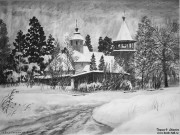 Иван Ворожейкин. Троицкое. Старая церковь. 2023. Бумага, уголь