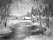 Иван Ворожейкин. Деревенька. 2023. Бумага, уголь