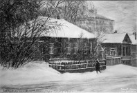 Иван Ворожейкин. Домик Каширина. Зима. 2023. Бумага, уголь