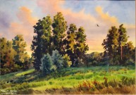 Иван Ворожейкин. Артемовские луга. Вечер. 2024. Бумага, акварель