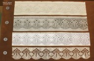 Последовательность создания кружева: 1. Эскиз. 2. Рисунок технический. 3. Сколок. 4. Кружево. 2010 г. Автор И.С. Верещагина. Музей кружева. Вологда, июнь 2014 года. Фото Татьяны Шепелевой