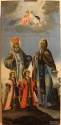 Икона ''Святые князья Фёдор, Давид и Константин Ярославские и Смоленские чудотворцы. Преподобный Максим Исповедник'' из храма Преподобного Димитрия Прилуцкого на Наволоке. Из собрания ВГИАХМЗ. Вологда, июнь 2014 года. Фото Татьяны Шепелевой