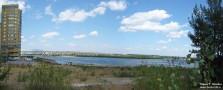 Панорама Борского железнодорожного моста близ микрорайона Мещерское озеро