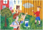 «Том Сойер красит забор». Рис. Воловик Любови, 4 кл.
