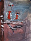 Александра Гусева (7 лет). Снегири на ветке. Краски