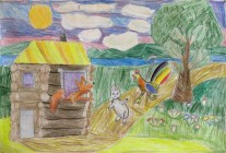 Александра Гусева (7 лет). Теремок. Карандаш