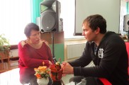Художественный руководитель хора ''Русская душа'' Татьяна Александровна Власова дает интервью Андрею Кузечкину. ЦРБ им. Ф.М. Достоевского. 6 октября 2015 года