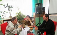 Сергей Иванович и Наталья Викторовна Квач дают интервью Сергею Кузечкину. ЦРБ им. Ф.М. Достоевского. 9 октября 2015 года. Фото Татьяны Андриановой